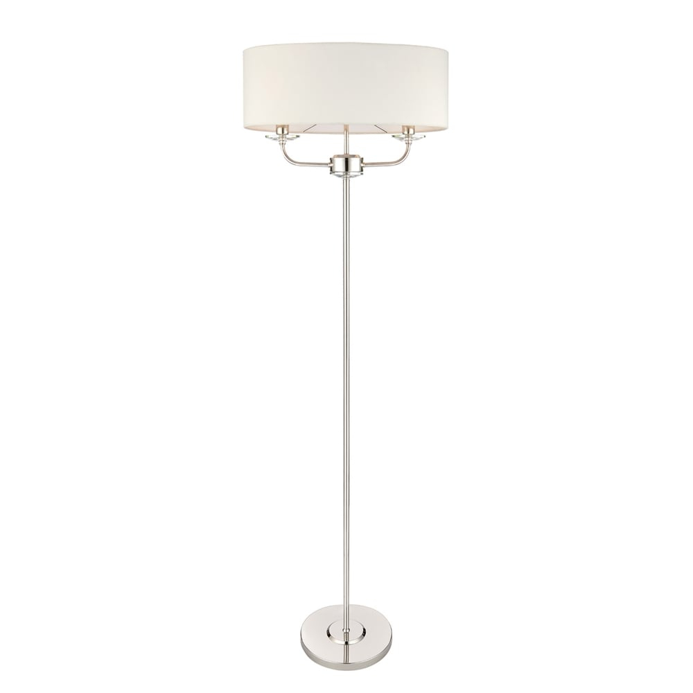 Nixon 2 Light Bright Nickel Floor Lamp With Vintage White Shade with regard to measurements 1000 X 1000
