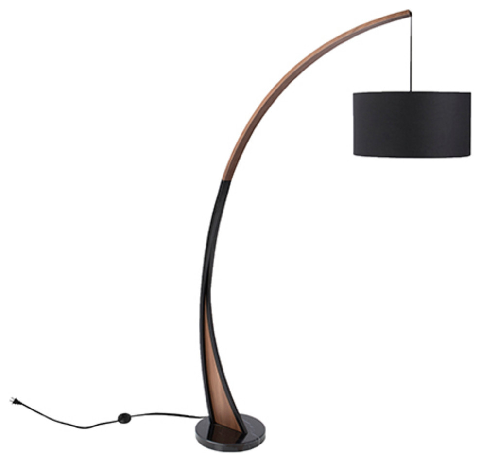 Noah Mid Century Modern Floor Lamp With Walnut Wood Frame And Marble Base regarding proportions 990 X 950
