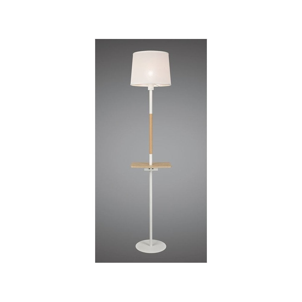 Nordica Ii Floor Lamp With Usb In White And Beech Finish inside sizing 1000 X 1000