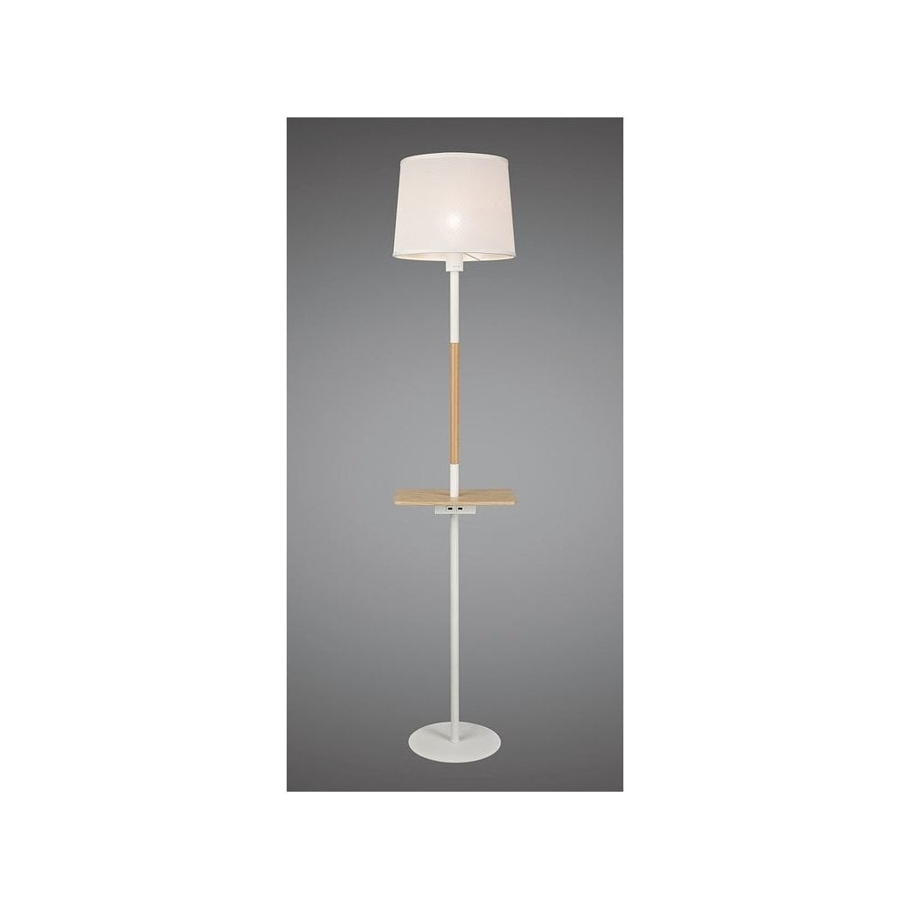 Nordica Ii Floor Lamp With Usb In White And Beech Finish regarding measurements 1000 X 1000