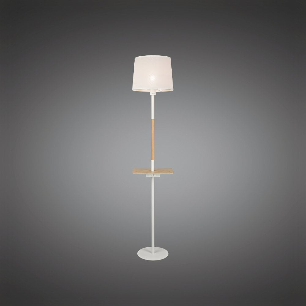 Nordica Ii Modern Floor Lamp With Shelf And Usb In White And Wood M5465 inside size 1000 X 1000