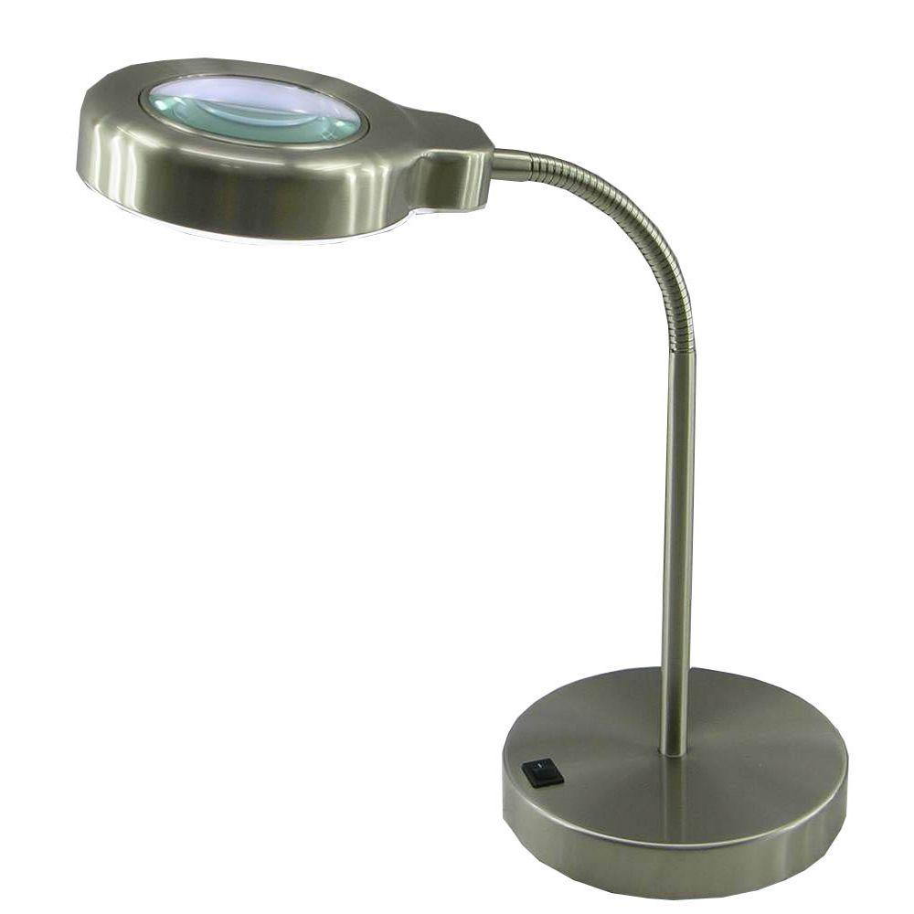 Normande Lighting 15 In Brushed Steel Fluorescent Magnifier Desk Lamp with regard to measurements 1000 X 1000