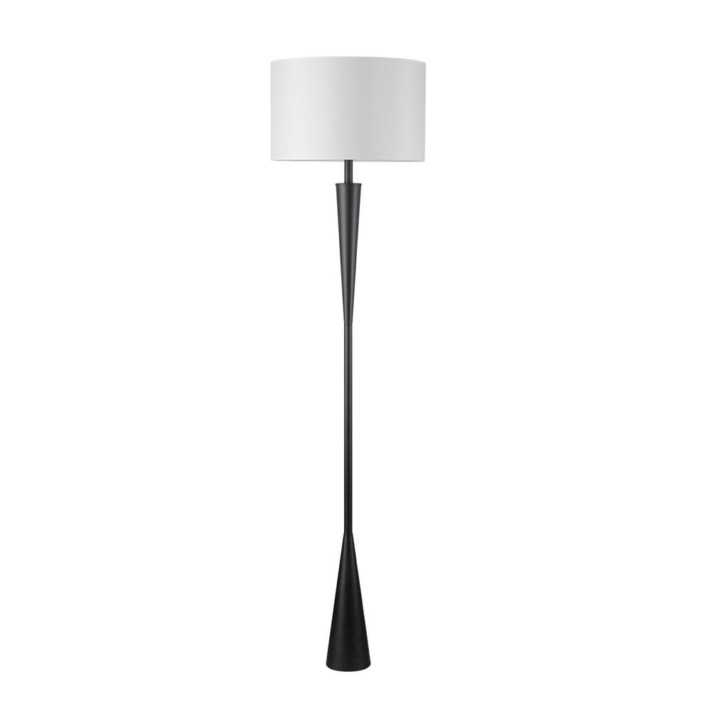 Novogratz X Globe Electric Temple 70 In Matte Black Floor Lamp With White Fabric Shade throughout sizing 1000 X 1000