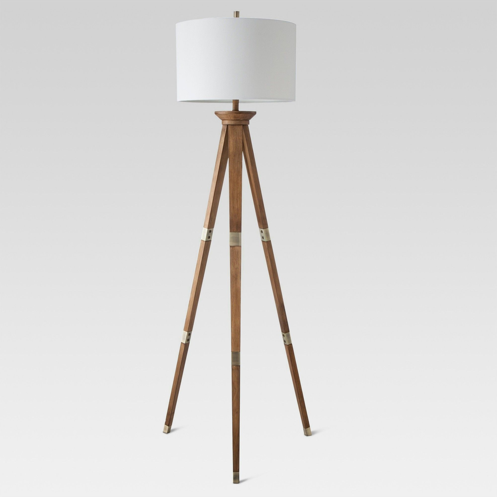 Oak Wood Tripod Floor Lamp Brass Lamp Only Threshold pertaining to size 2000 X 2000