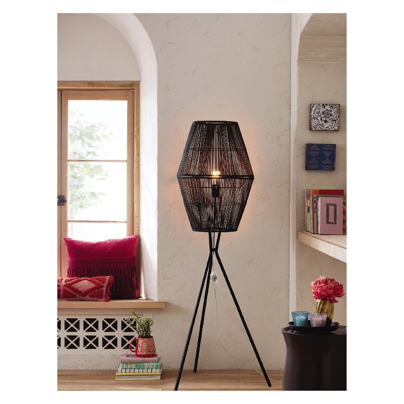 Opalhouse Rattan Diamond Tripod Floor Lamp Black Opalhouse with regard to size 1400 X 1400