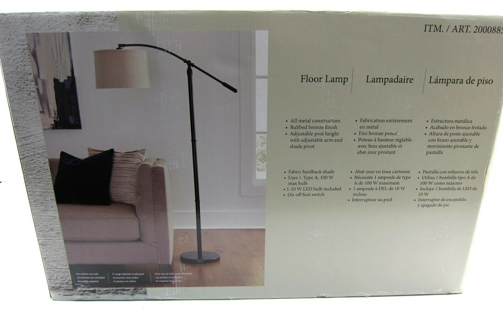 Opened Box Jackson Floor Lamp In Dark Bronze Finish W Foot Switch Oatmeal Shade within measurements 1600 X 1045