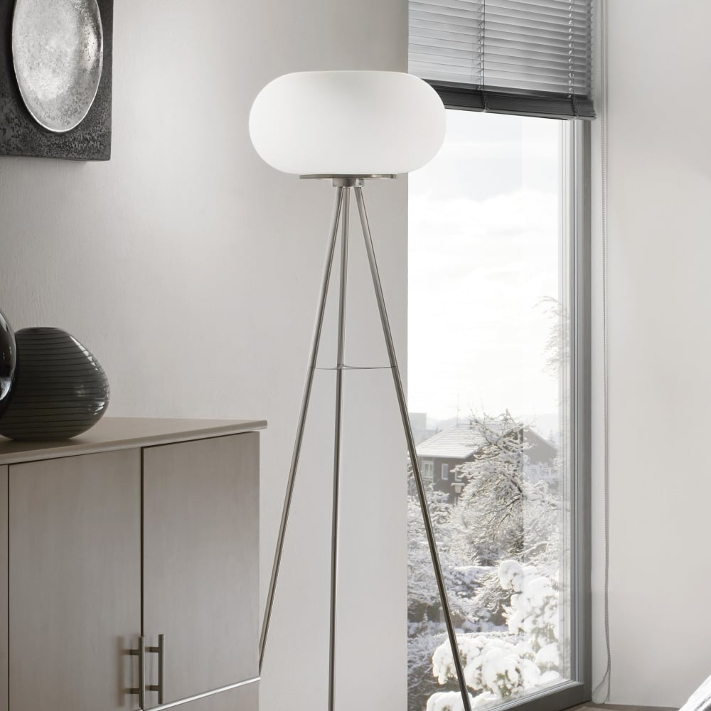 Optica Opal White Glass Globe Floor Lamp with proportions 1000 X 1000