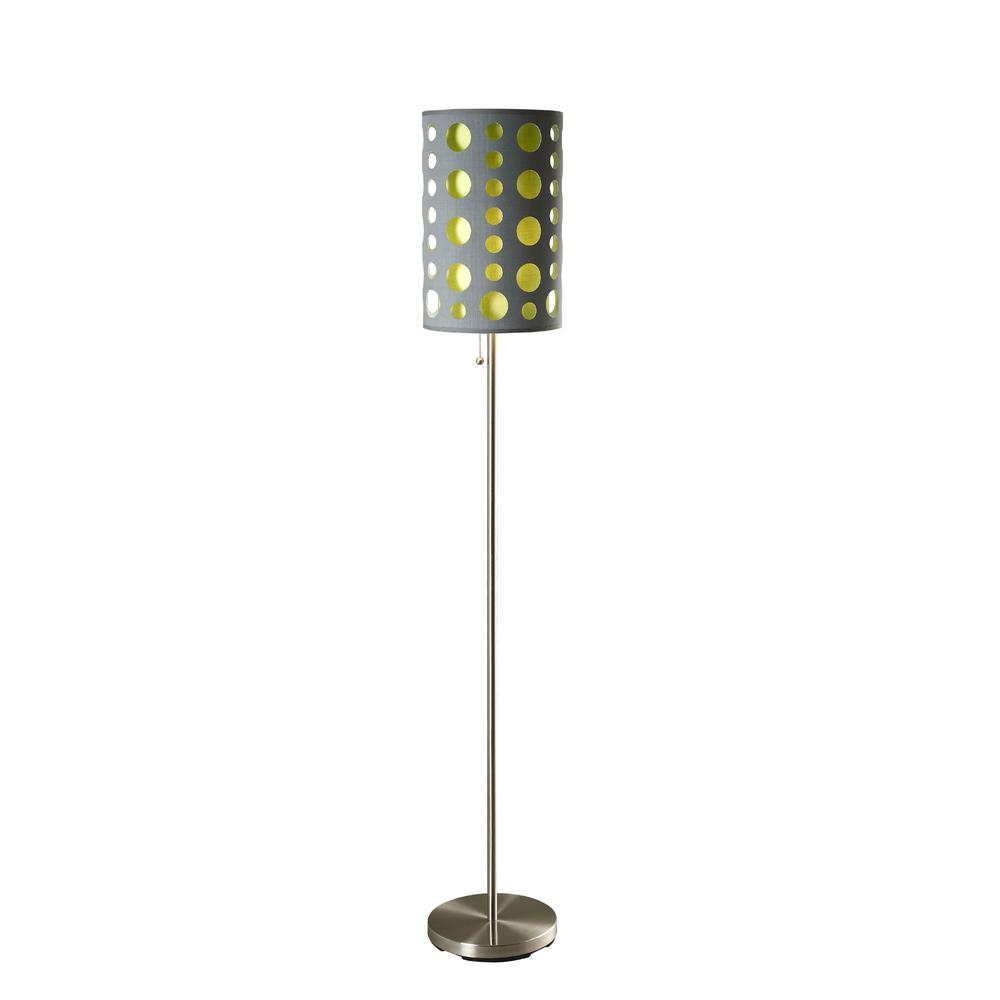 Ore International 62 In Grey And Green Stainless Steel High Modern Retro Floor Lamp regarding size 1000 X 1000