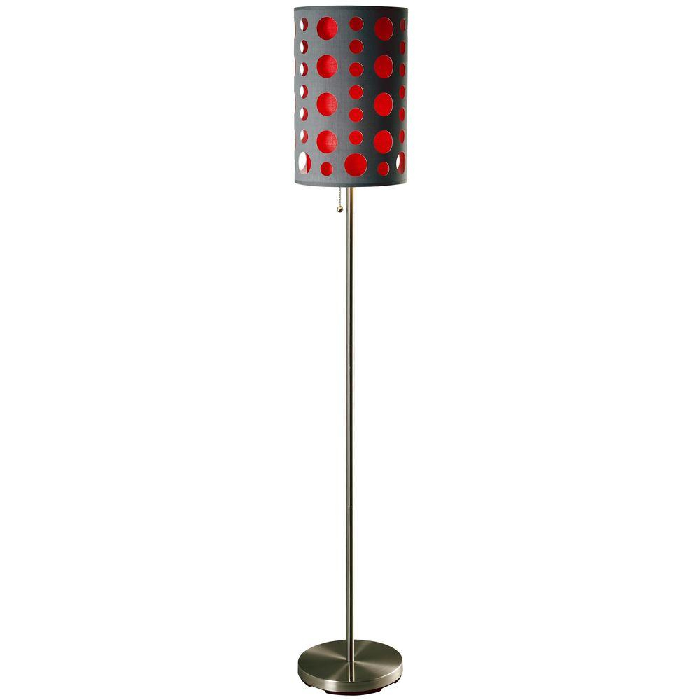 Ore International 62 In Grey And Red Stainless Steel High Modern Retro Floor Lamp pertaining to measurements 1000 X 1000