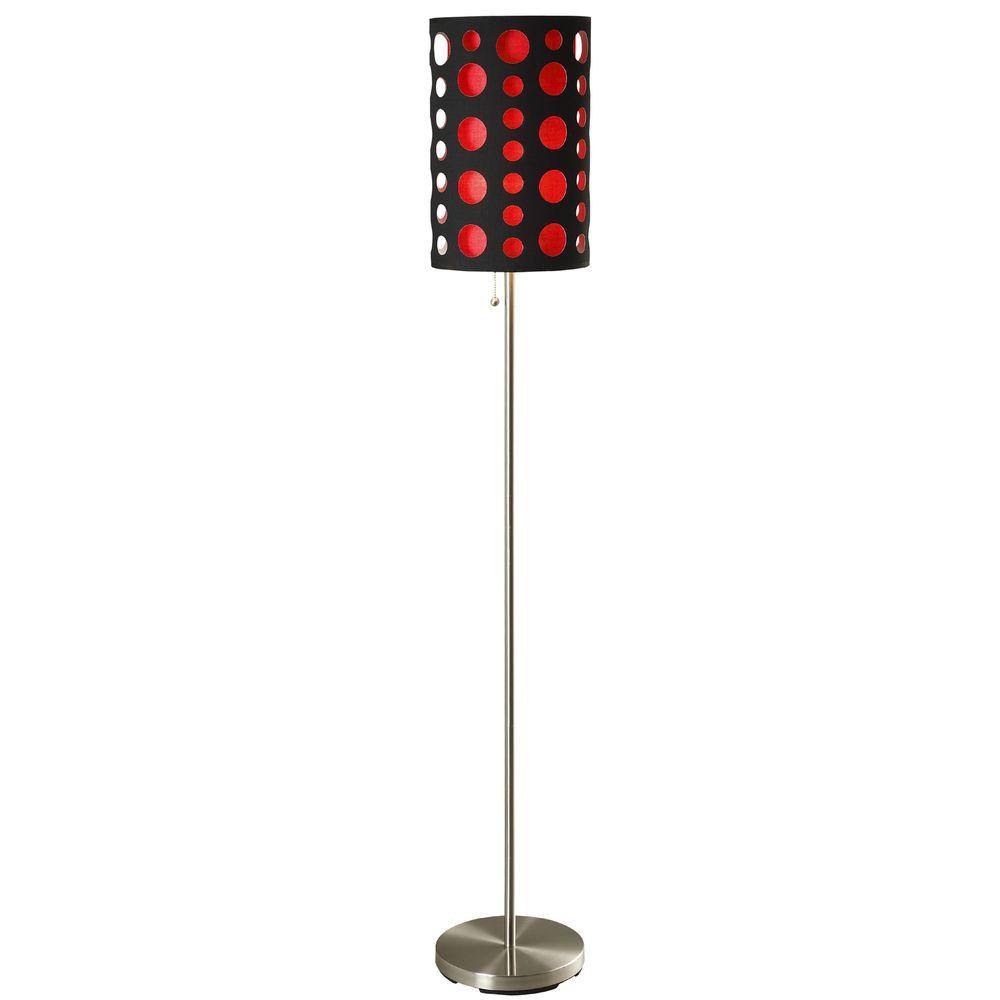 Ore International 62 In High Black And Red Stainless Steel Modern Retro Floor Lamp pertaining to size 1000 X 1000
