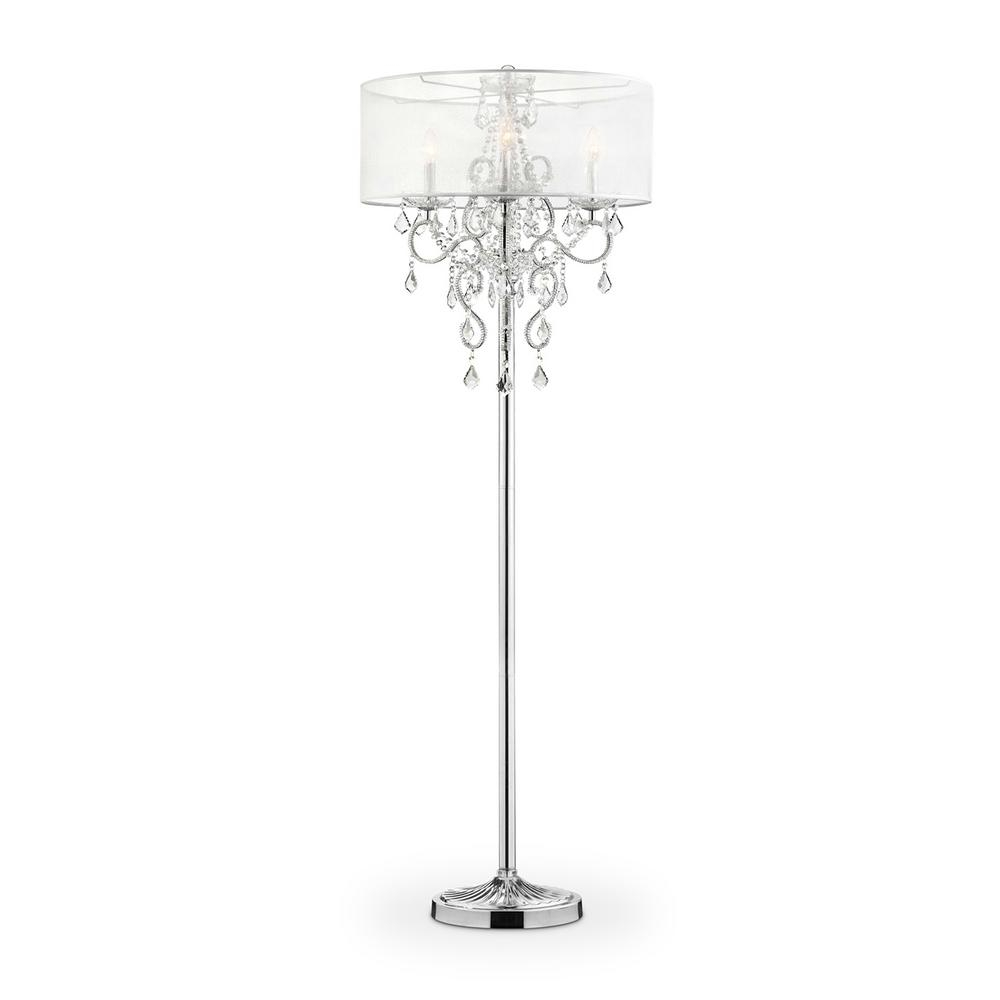 Ore International 63 In Evangelia Silver Crystal Floor Lamp for dimensions 1000 X 1000