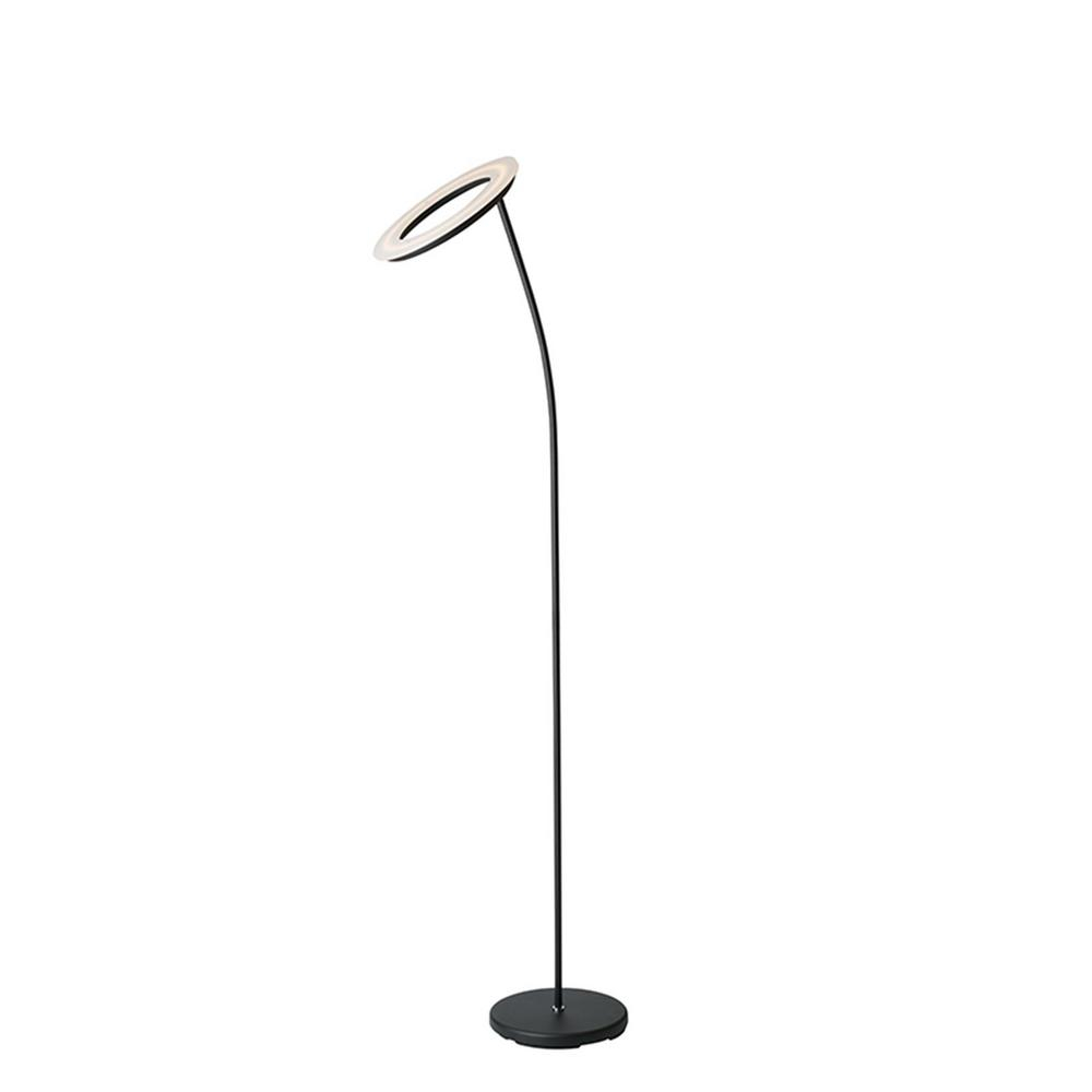Ore International 73 In Matte Black Led Halo Torchiere Floor Lamp with measurements 1000 X 1000