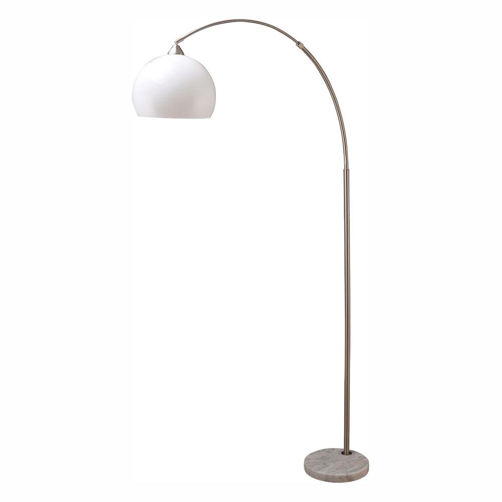 Ore International 76 In H Modern Silver Arc Floor Lamp With White Marble Base in sizing 1000 X 1000