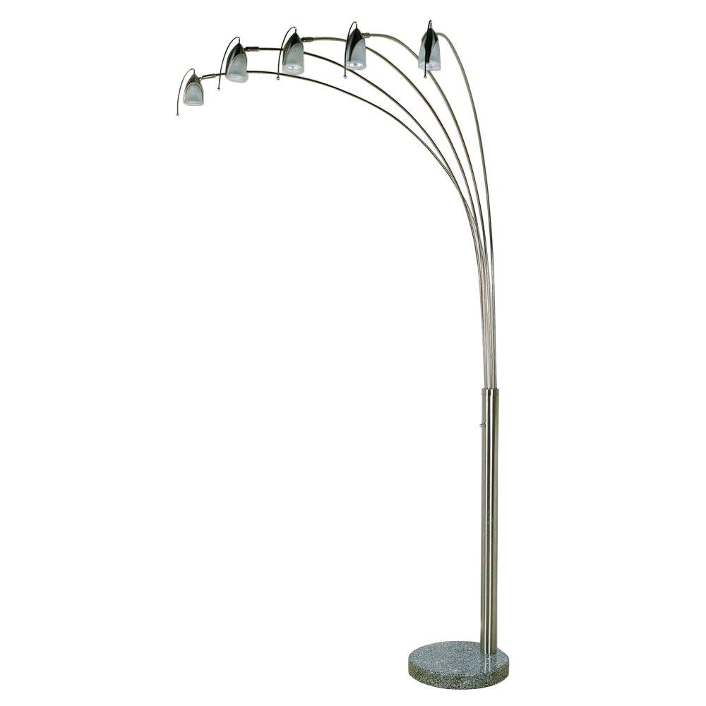 Ore International 84 In 5 Adjustable Arms Arch Nickel Floor Lamp With Marble Base with regard to proportions 1000 X 1000