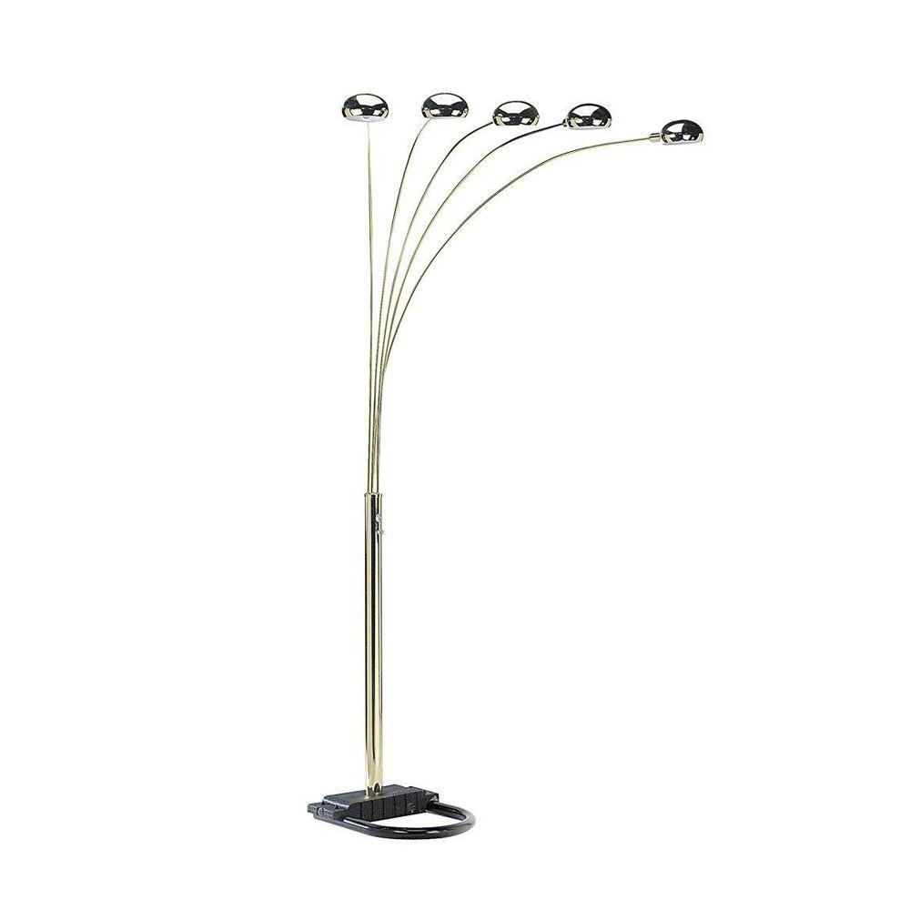 Ore International 84 In 5 Arms Polish Brass Arch Floor Lamp in size 1000 X 1000