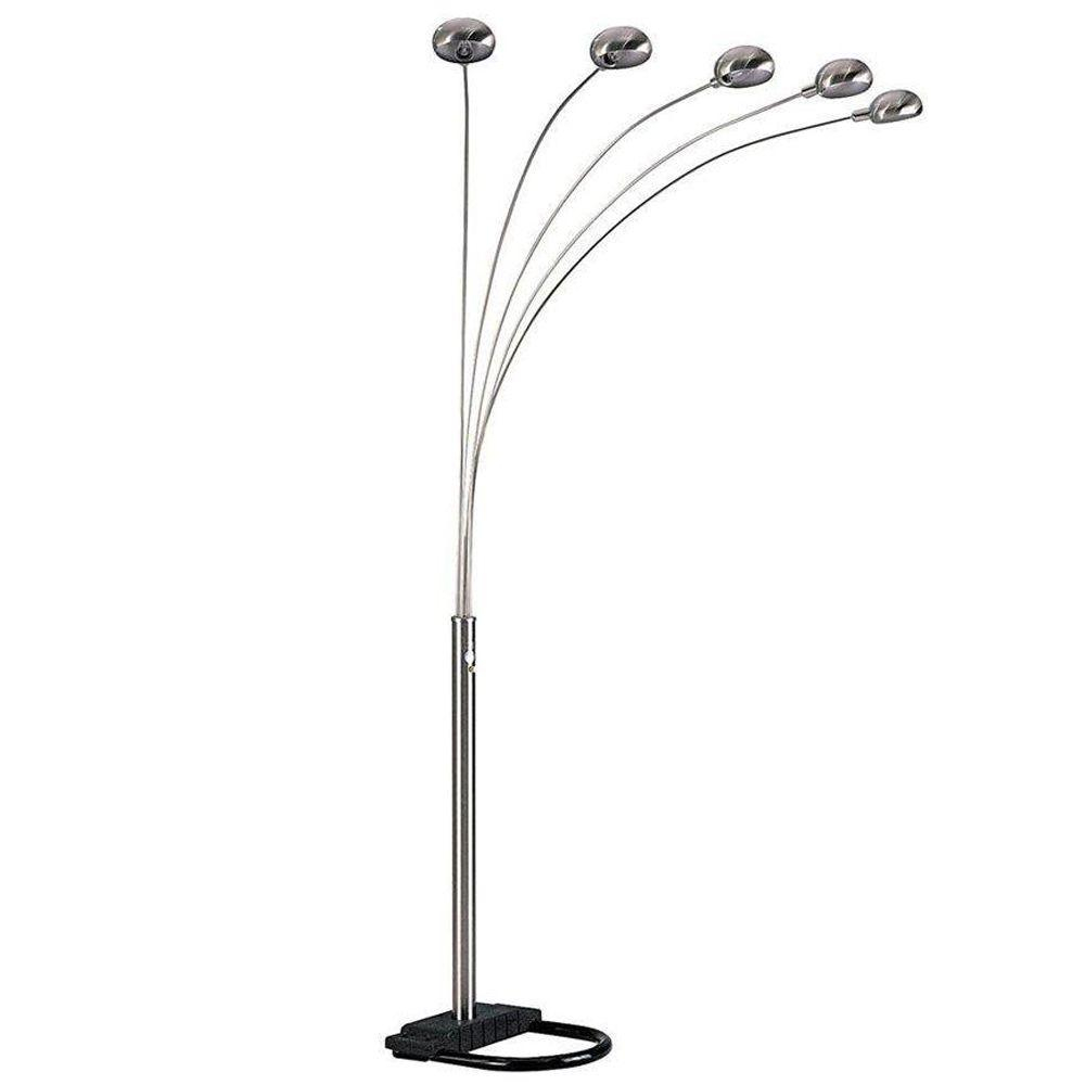 Ore International 84 In 5 Arms Satin Nickel Arch Floor Lamp inside dimensions 1000 X 1000