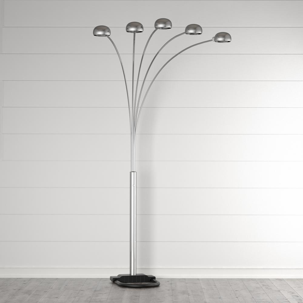 Ore International 84 In 5 Arms Satin Nickel Arch Floor Lamp with proportions 1000 X 1000