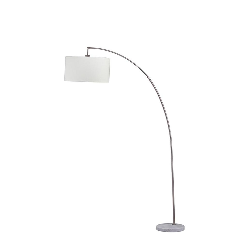 Ore International Allegro 86 In Silver And White Marble Arc Floor Lamp With Linen Shade for proportions 1000 X 1000