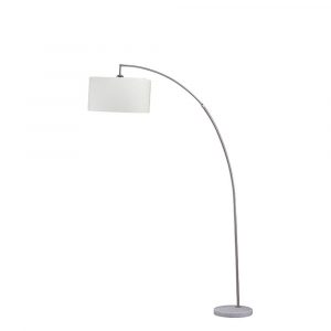 Ore International Allegro 86 In Silver And White Marble Arc Floor Lamp With Linen Shade throughout sizing 1000 X 1000