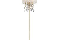 Ore International Aurora 63 In Crystal And Gold Floor Lamp With Barocco Print Linen Shade in measurements 1000 X 1000