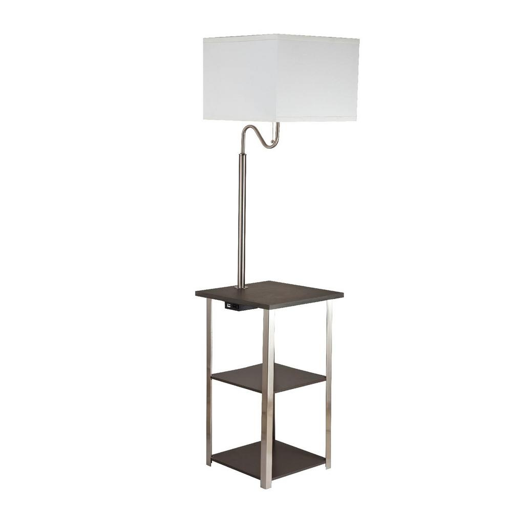 Ore International Dru 58 In Brush Silver Floor Lamp With Charging And Usb Station throughout sizing 1000 X 1000