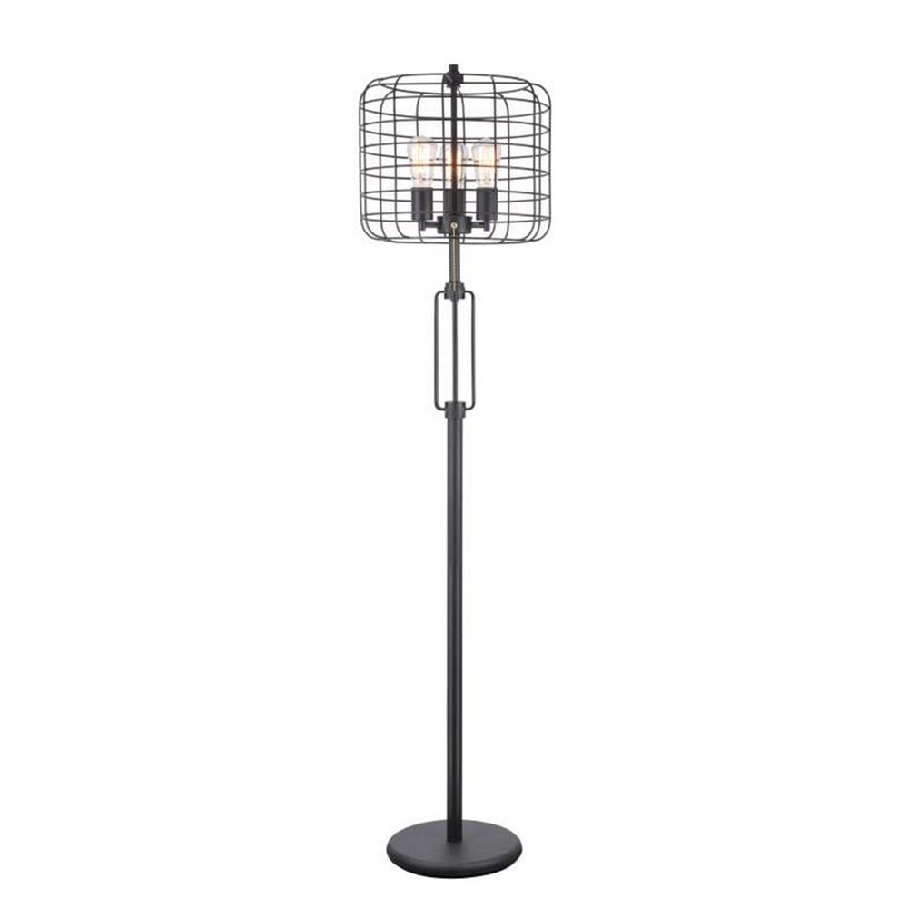Ore International Edison 63 In Black Industrial Cage Floor Lamp in sizing 1000 X 1000