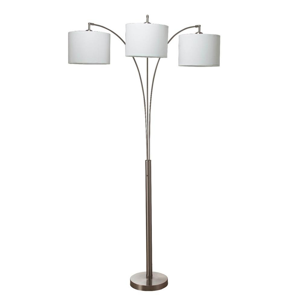 Ore International Nikolai 84 In Brush Silver 3 Arc Floor Lamp pertaining to measurements 1000 X 1000