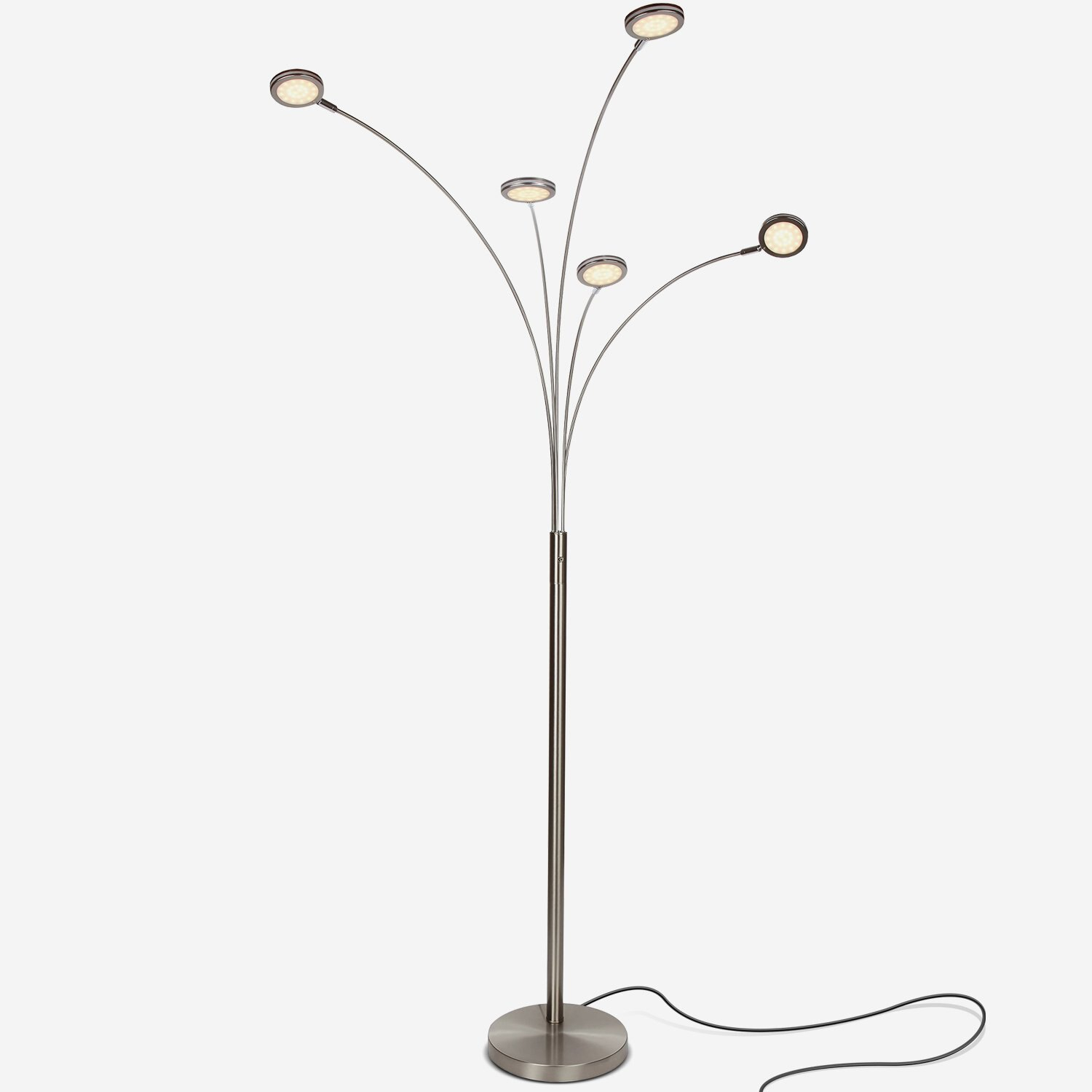 Orion 5 Led Floor Lamp Arcs Over The Sofa 5 Bright Reading Lights in proportions 1500 X 1500