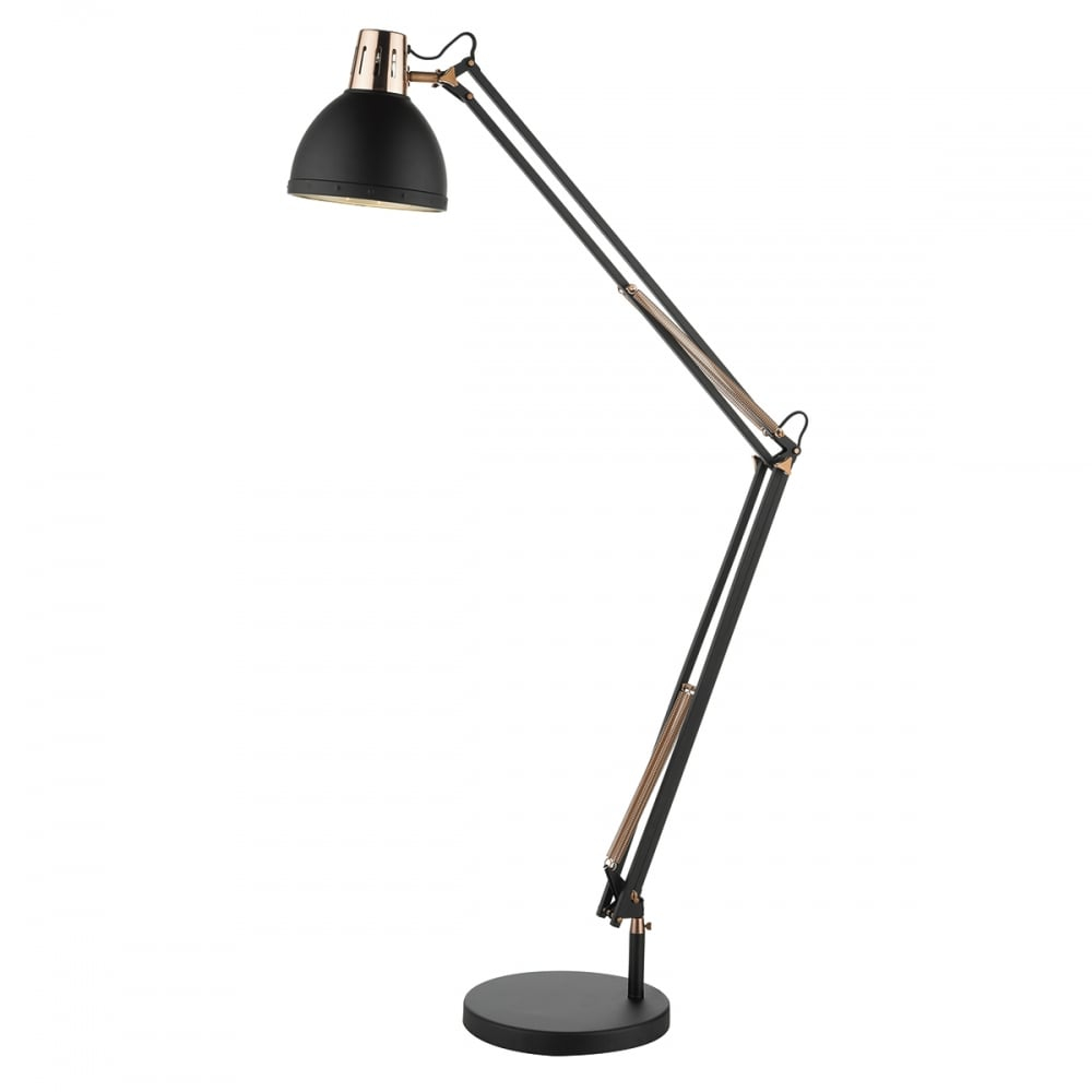 Osaka Retro Floor Lamp In Matte Black With Copper Detail for dimensions 1000 X 1000