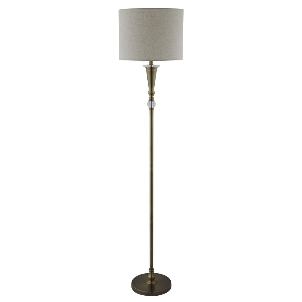 Oscar Floor Lamp Antique Brass With Linen Shade regarding measurements 1000 X 1000