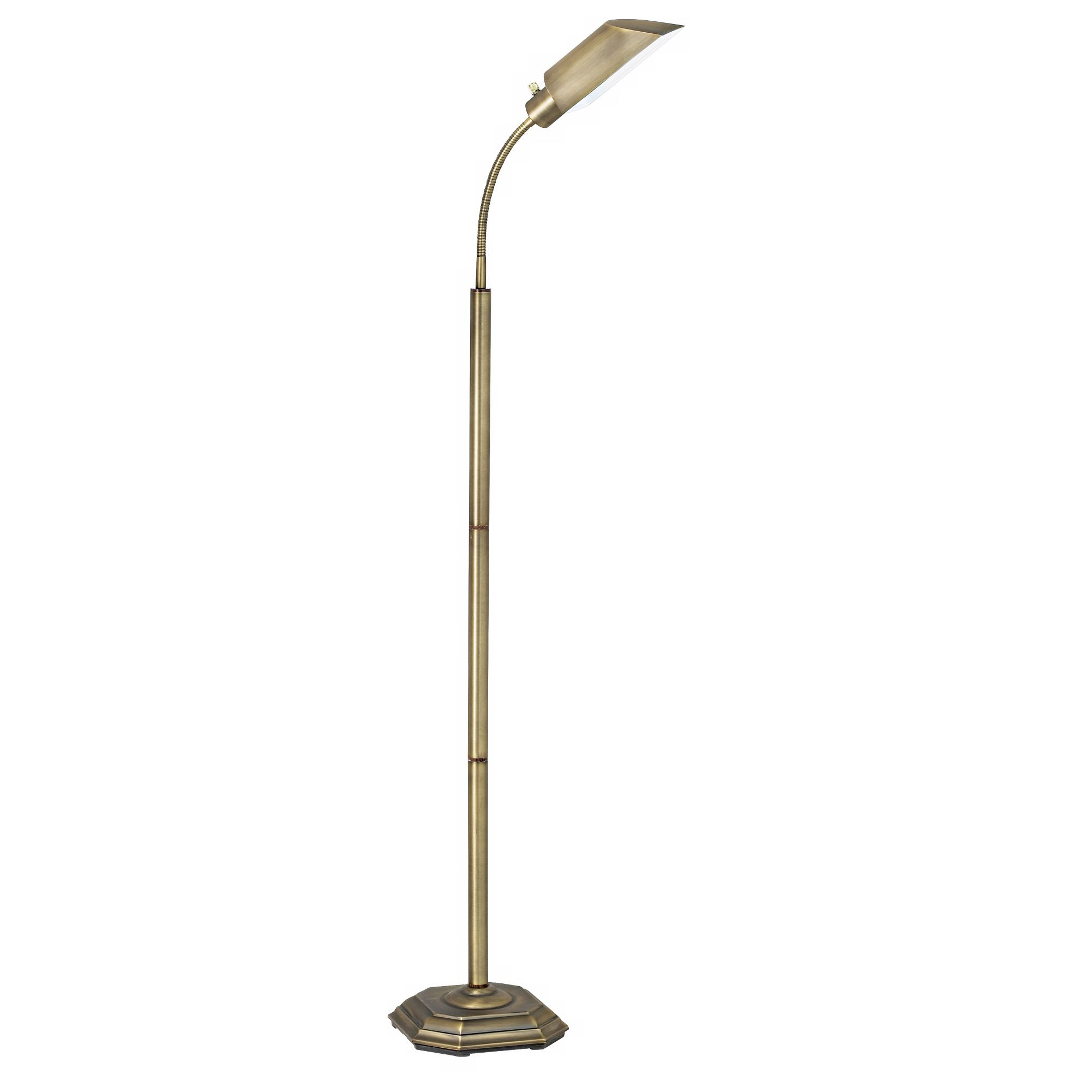 Ott Lite Alexander Brass Energy Saving Gooseneck Floor Lamp pertaining to proportions 2000 X 2000