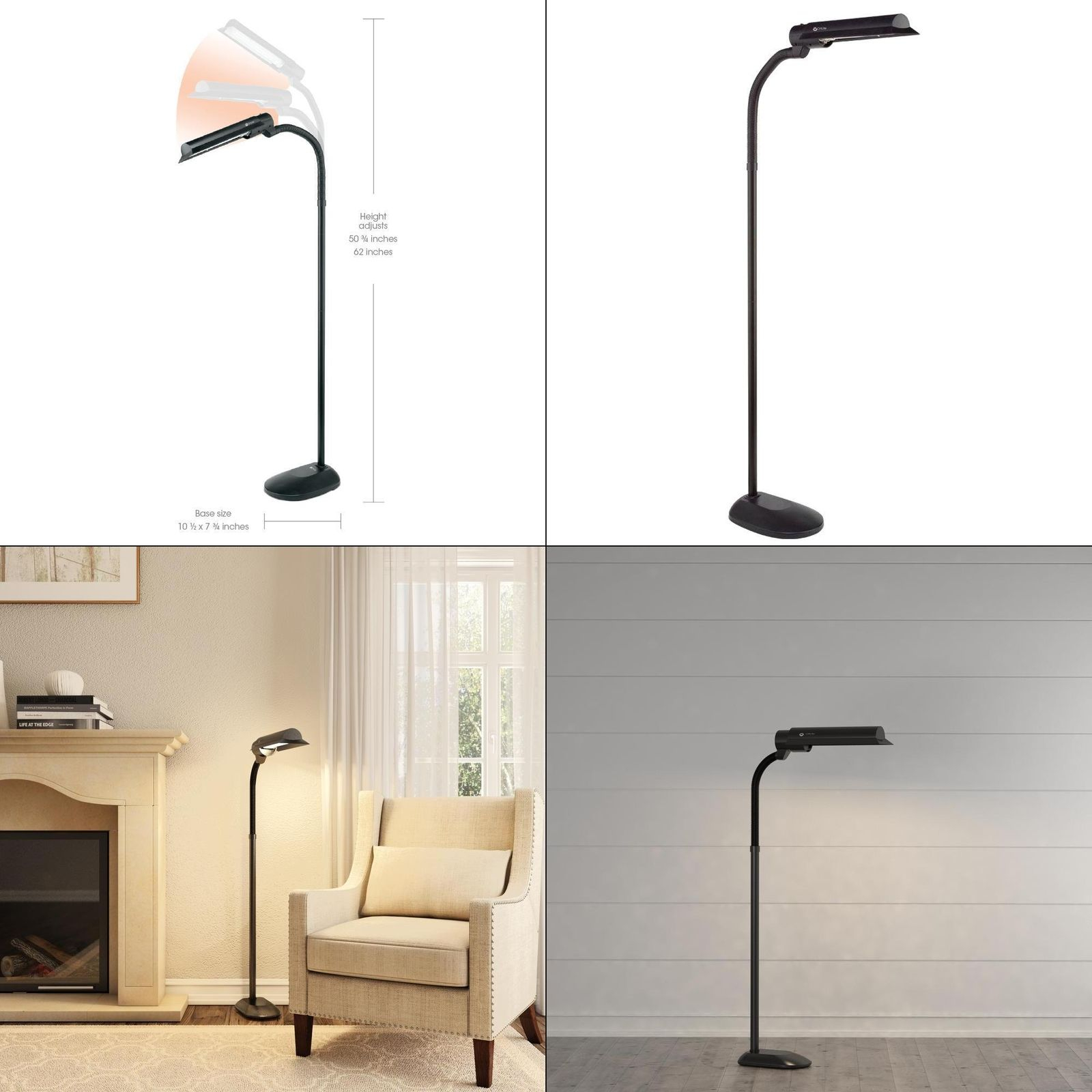 Ottlite T81g5t Wing Shade Visionsaver 18 Watt Floor Lamp Black regarding measurements 1600 X 1600