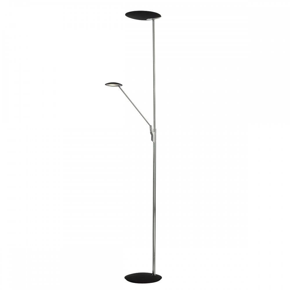 Oundle Led Floor Lamp With Reading Light Pol Ch And Matt Black pertaining to proportions 1000 X 1000