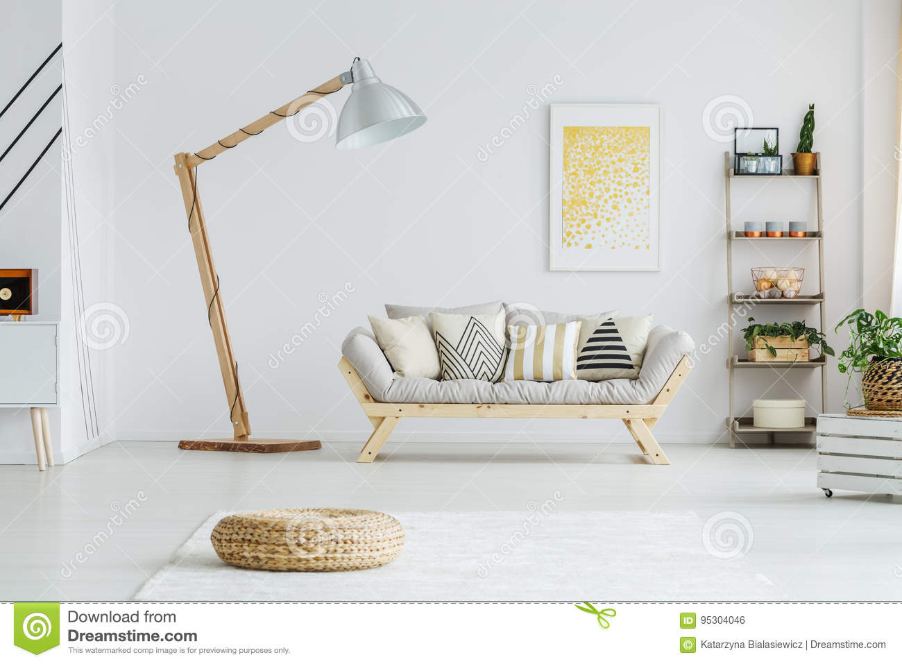Oversize Lamp Next To Sofa Stock Photo Image Of Bright inside proportions 1300 X 957