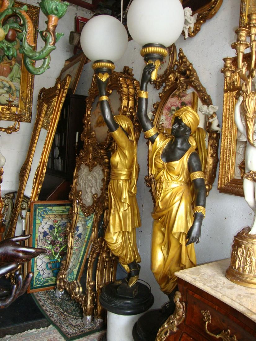 Pair Bronze Lady Blackamoor Floor Lamps Statue Floor Lamp intended for size 825 X 1100