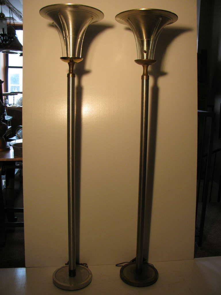 Pair Of Art Deco Torchiere Floor Lamps for measurements 768 X 1024