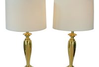 Pair Of Brass Stiffel Mid Century Modern Table Lamps With Drum Shades with regard to proportions 2000 X 2000