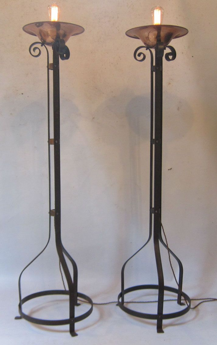 Pair Of English Arts And Crafts Floor Lamps In Hand Wrought regarding proportions 713 X 1135