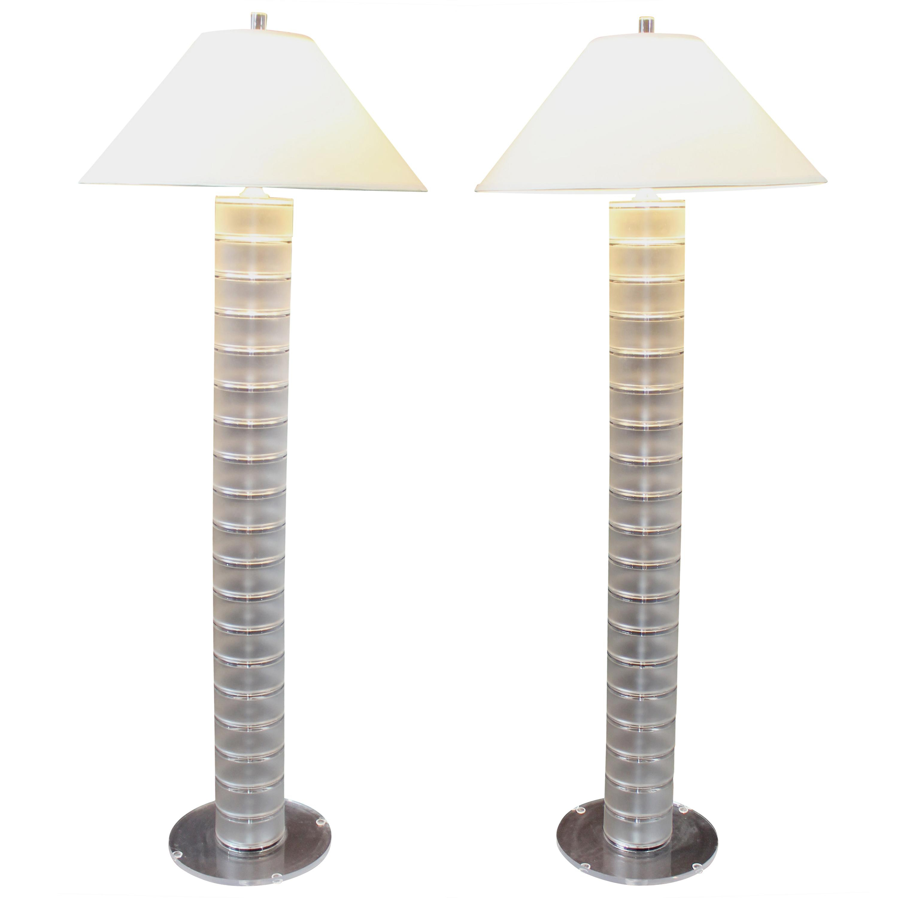 Pair Of Modern Lucite And Glass Floor Lamps inside sizing 3000 X 3000