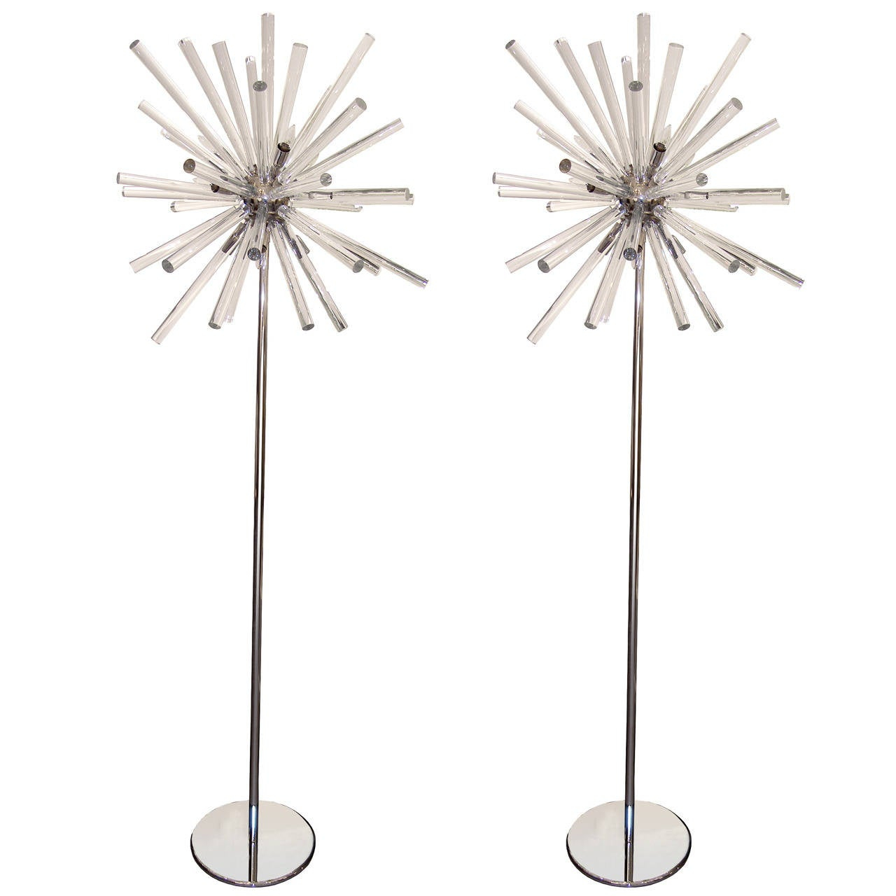 Pair Of Stainless Steel And Glass Sputnik Floor Lamps with measurements 1280 X 1280