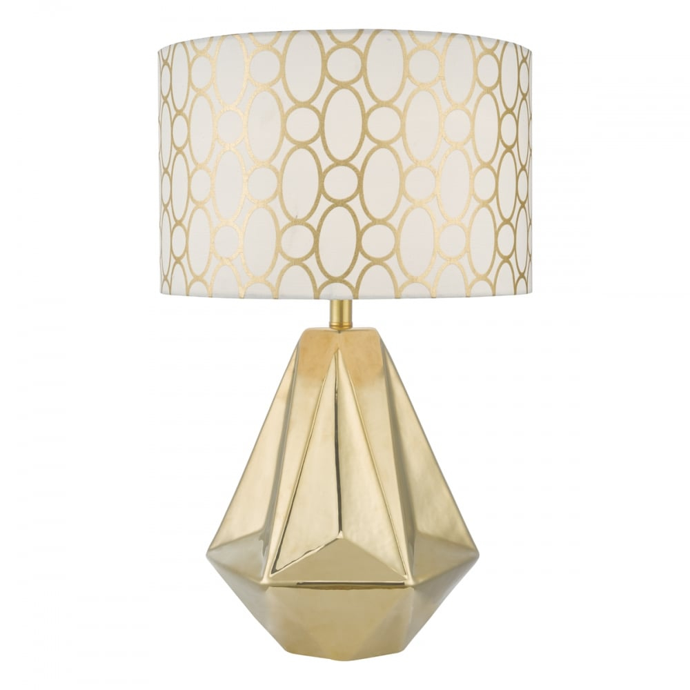 Pasadena Geometric Table Lamp In Gold With Patterned Shade for proportions 1000 X 1000