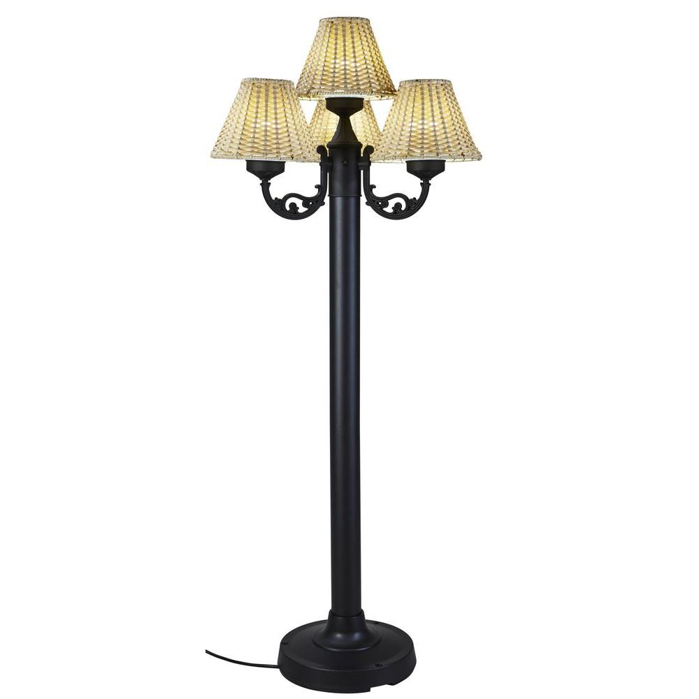 Patio Living Concepts 63 In Black Body Versailles Outdoor Floor Lamp With Stone Wicker Shade in proportions 1000 X 1000