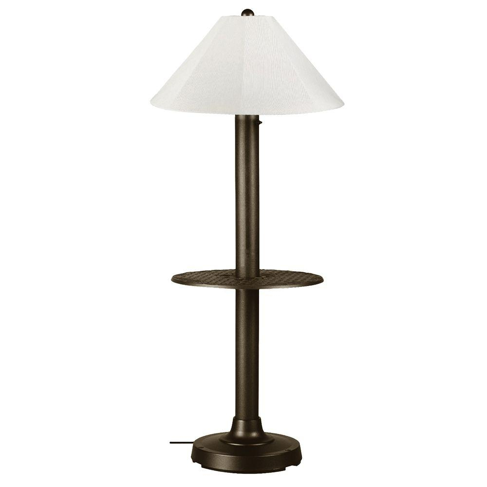 Patio Living Concepts Catalina 635 In Bronze Outdoor Floor Lamp With Tray Table And Natural Linen Shade with measurements 1000 X 1000