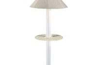 Patio Living Concepts Catalina 635 In White Outdoor Floor Lamp With Tray Table And Silver Linen Shade pertaining to dimensions 1000 X 1000