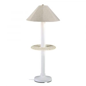 Patio Living Concepts Catalina 635 In White Outdoor Floor Lamp With Tray Table And Silver Linen Shade pertaining to dimensions 1000 X 1000