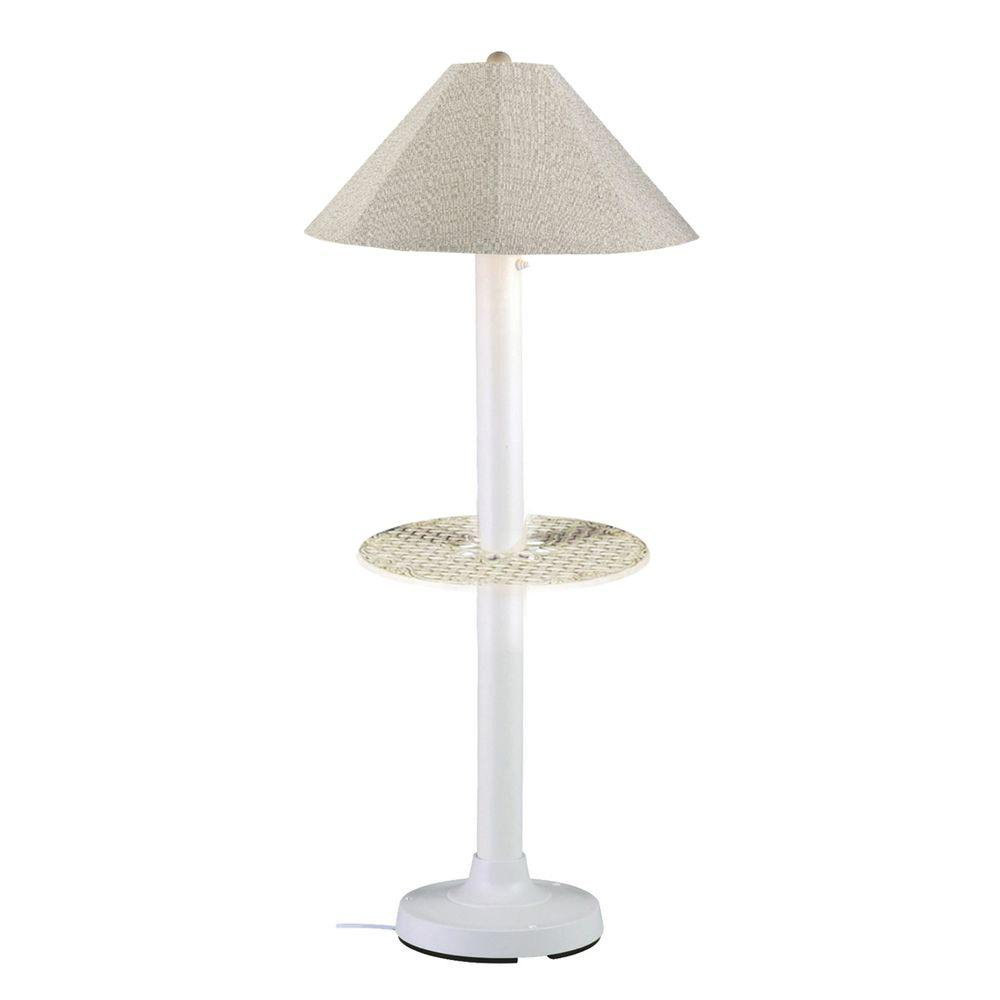 Patio Living Concepts Catalina 635 In White Outdoor Floor Lamp With Tray Table And Silver Linen Shade pertaining to dimensions 1000 X 1000