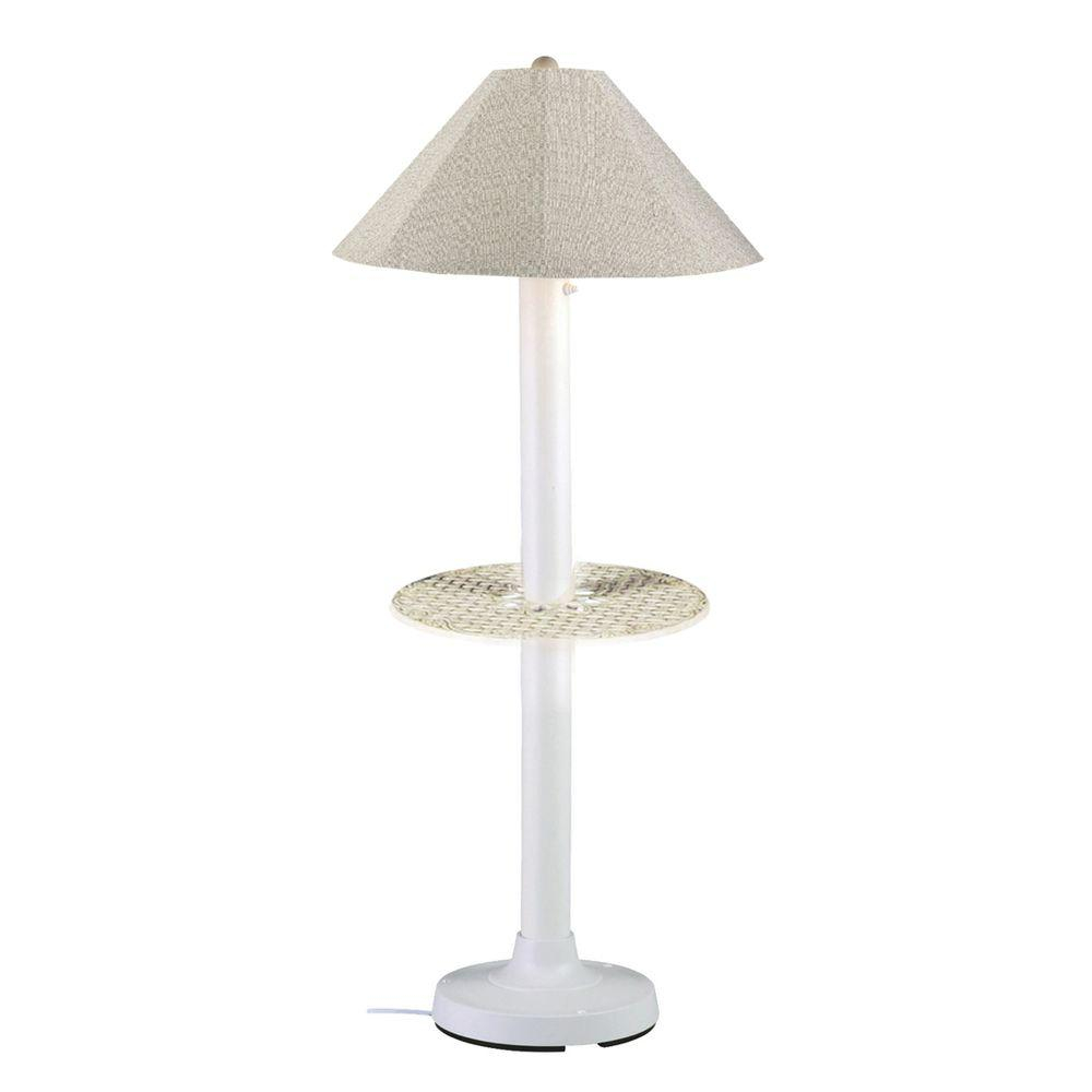 Patio Living Concepts Catalina 635 In White Outdoor Floor Lamp With Tray Table And Silver Linen Shade with proportions 1000 X 1000