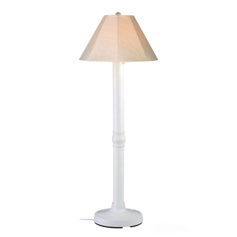 Patio Living Concepts Seaside 60 In White Outdoor Floor Lamp With Antique Beige Linen Shade within size 1000 X 1000