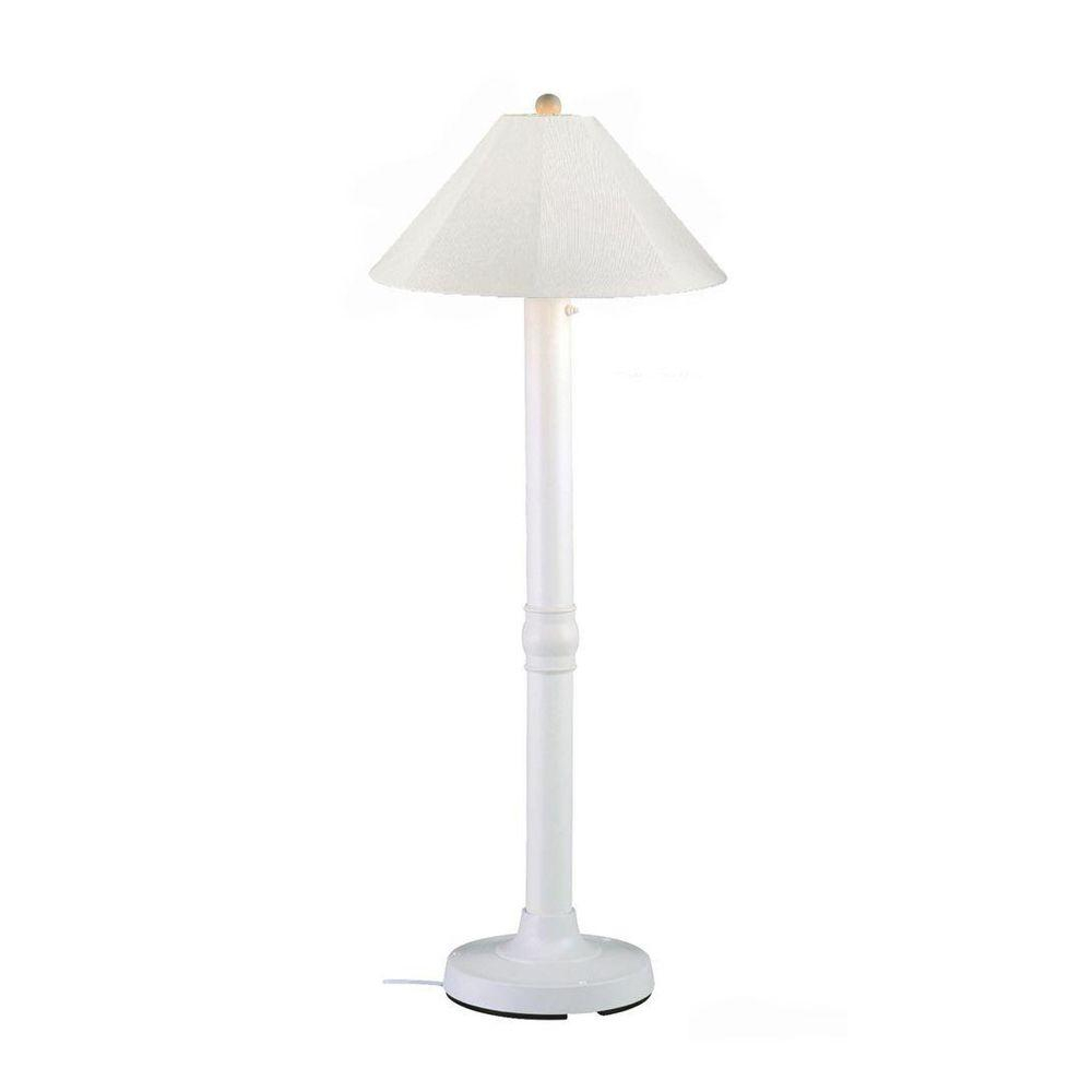 Patio Living Concepts Seaside 60 In White Outdoor Floor Lamp With Natural Linen Shade in dimensions 1000 X 1000
