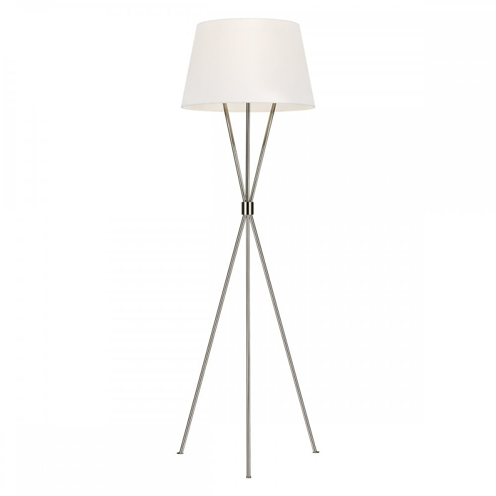 Penny Tripod Floor Lamp In A Polished Nickel Finish With White Shade pertaining to sizing 1000 X 1000